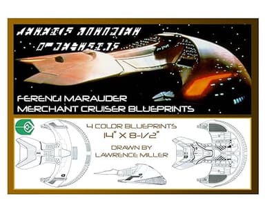 Ferengi Merchant Cruiser Blueprints: Fan-produced illustrations of the Ferengi Trading Vessel and Warship as seen in The Next Generation cover image